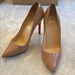 Christian Louboutin Nude Patent Leather Pumps with Red Soles
